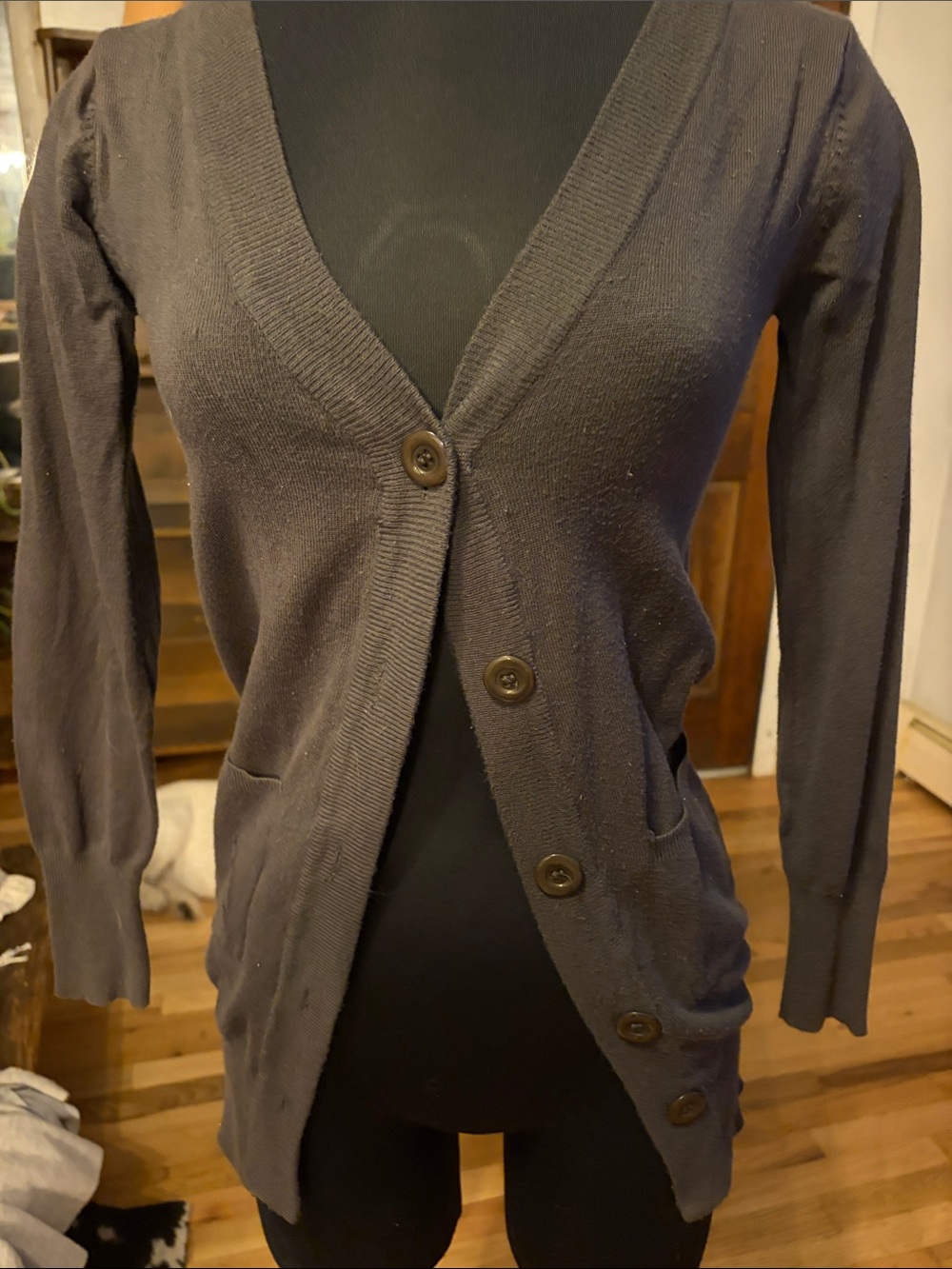 debut Dark Gray V-Neck Button Cardigan